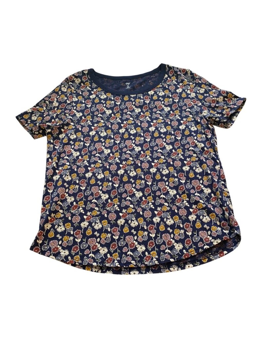 Dip Women's XL Navy Tee Top Boho Floral Organic Cotton Short-Sleeve Cottagecore - Picture 7 of 10